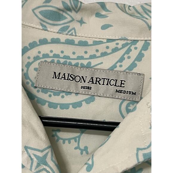Maison Article Paisley Button Up Bandana Blue Mens Size Medium - Picture 3 of 7